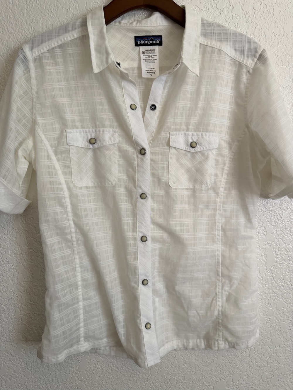 Patagonia White Cotton Blend Snap Button Shirt Women’s 6